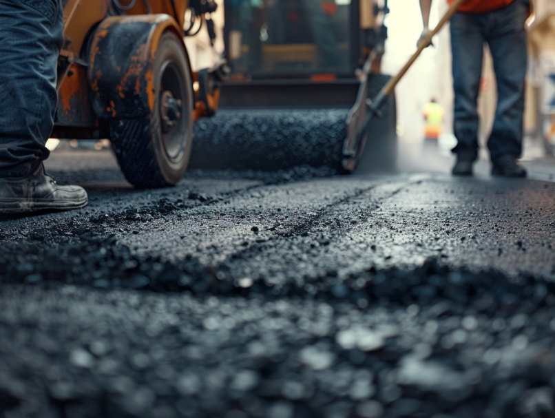 a close-up of a road construction