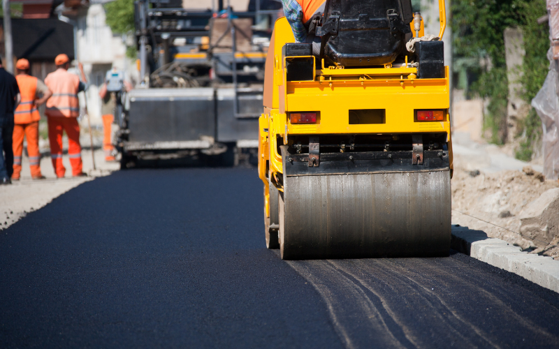 a road rollers on a road