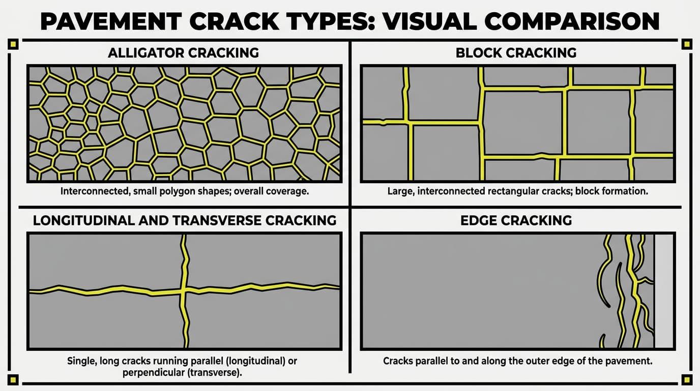 Alligator Cracking Asphalt: What It Means for Your Pavement 3 How to Tell Alligator Cracking From Other Crack Types