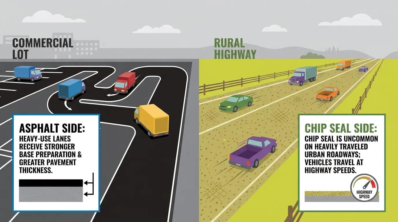 Asphalt vs Chip Seal for Commercial Properties: A Comparative Guide 3 Traffic Loads and Vehicle Movement